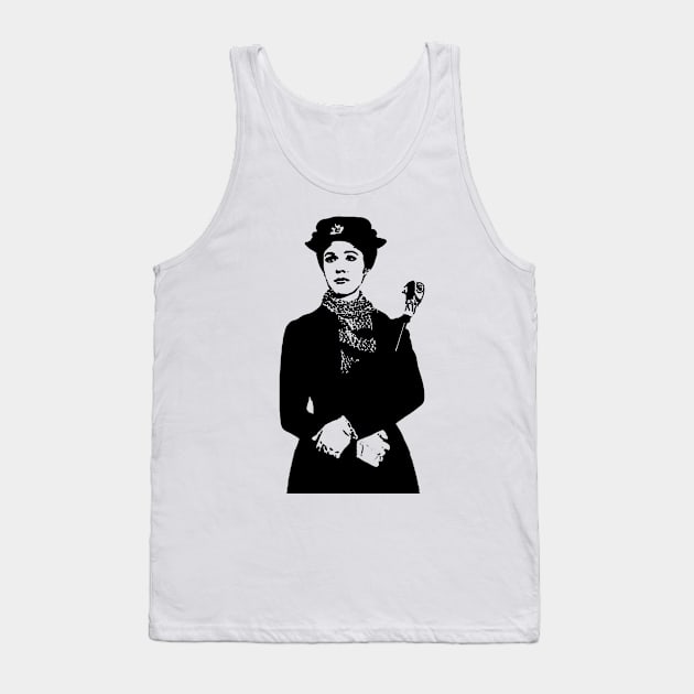 Mary Poppins Silhouette Blue Tank Top by baranskini